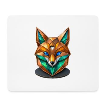 Geometrischer Fuchs Kristall Low Poly Design - Mousepad (Querformat) - Weiß - Vorne
