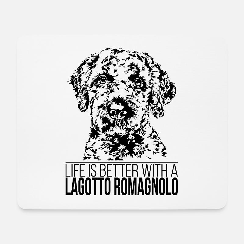 LAGOTTO ROMAGNOLO life is better Hunde Wilsigns - Mousepad (Querformat) - Weiß
