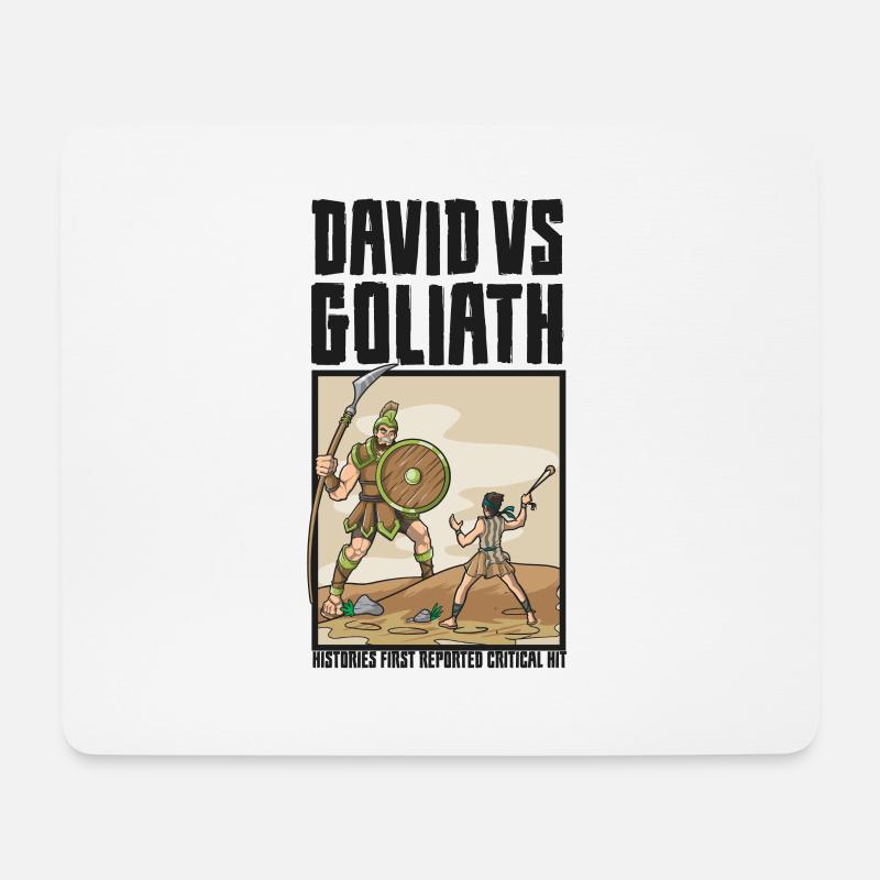 David VS Goliath Critical Hit Crit Rpg Meme - Mousepad (Querformat) - Weiß