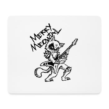 Heavy Metal Cat Rock Guitar Guitarist Xmas Cat - Mouse Pad (horizontal) - white - Front