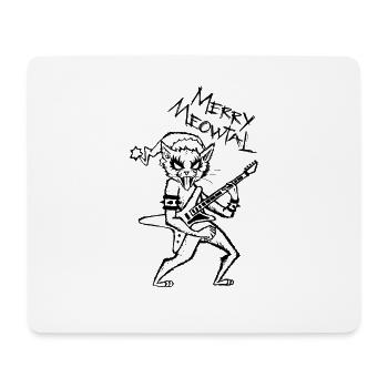 Heavy Metal Cat Rock Guitar Guitarist Cat Xmas - Mouse Pad (horizontal) - white - Front
