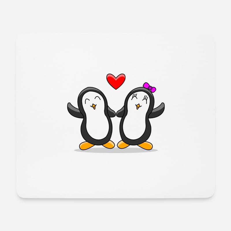 Pinguin Paar - Mousepad (Querformat) - Weiß