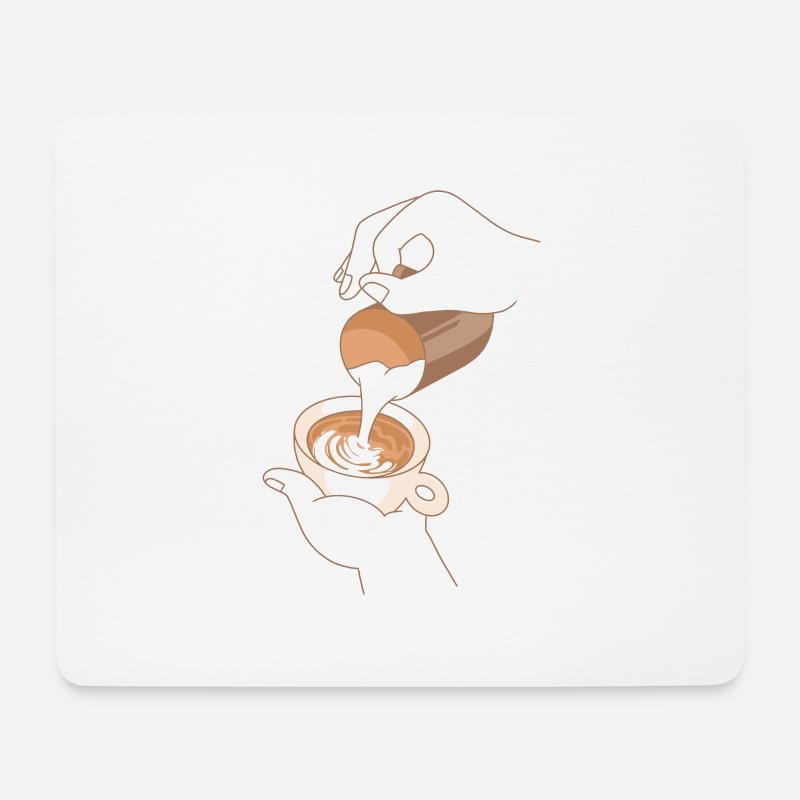 Cappuccino Kaffee Milchschaum Muster Figur Kunst - Mousepad (Querformat) - Weiß