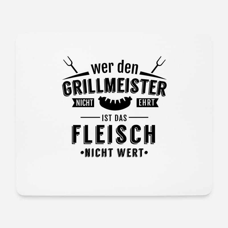 Grillmeister Fleisch grillen Spruch Geschenkidee - Mousepad (Querformat) - Weiß