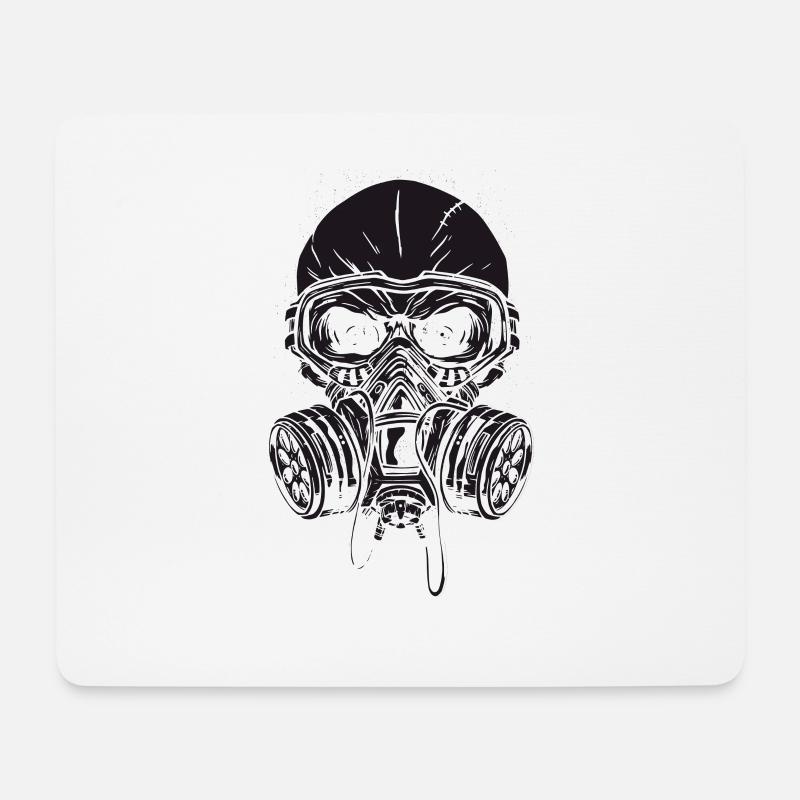 Gasmaske Schutzmaske Maske Atemschutz Hardstyle - Mousepad (Querformat) - Weiß