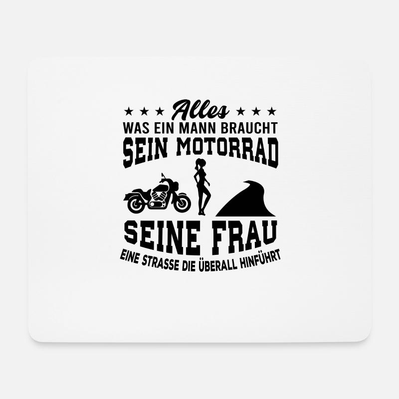 Mann Motorrad - Mousepad (Querformat) - Weiß
