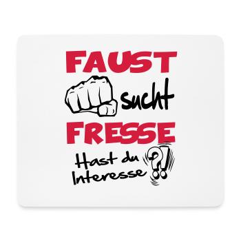 Faust sucht Fresse - Mousepad (Querformat) - Weiß - Vorne