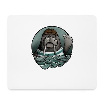 Walross Robbe Hipster - Mousepad (Querformat) - Weiß - Vorne