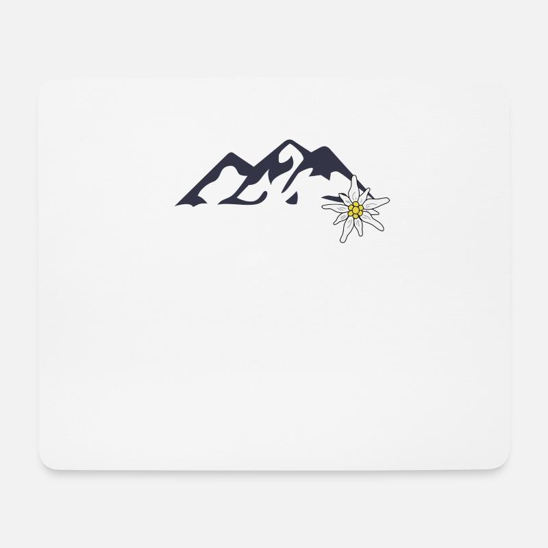 Berge und Edelweiss - Mousepad (Querformat) - Weiß