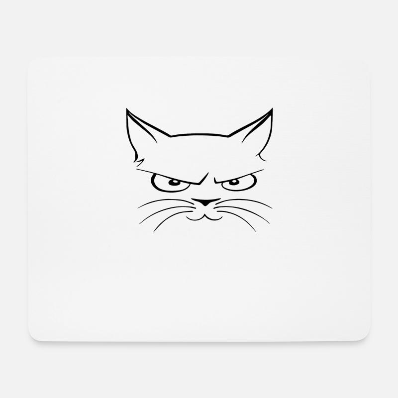 Eine grimmige zugleich schelmische lächelnde Katze - Mousepad (Querformat) - Weiß