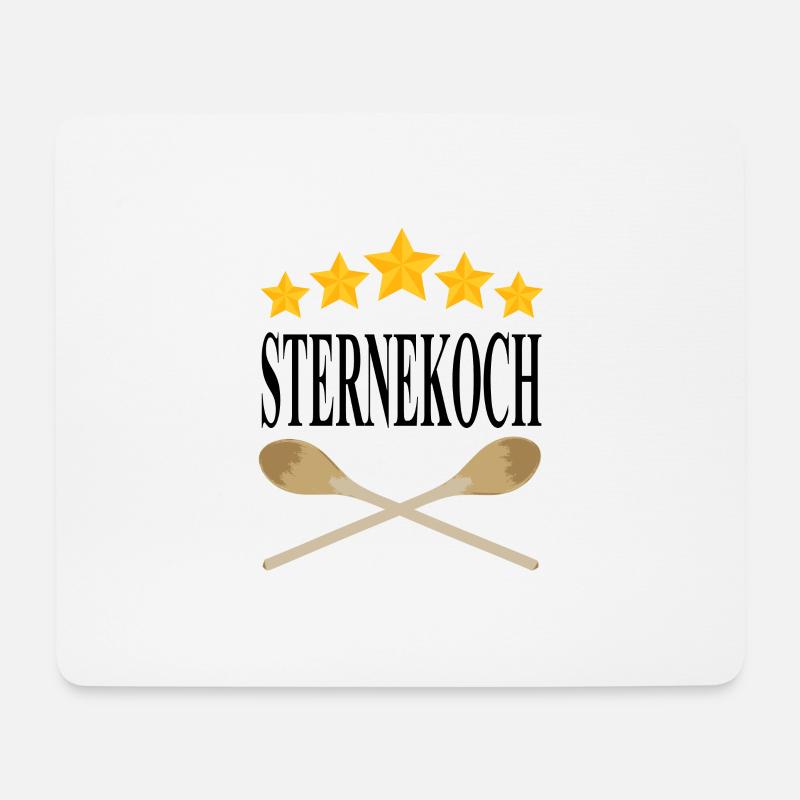 Sternekoch Wort und Kochlöffel Sterne Grafiken - Mousepad (Querformat) - Weiß