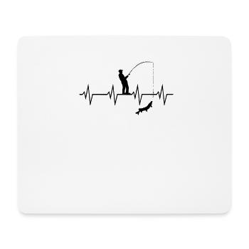 Herzschlag Herzlinie Herzfrequenz Angler T-Shirt - Mousepad (Querformat) - Weiß - Vorne