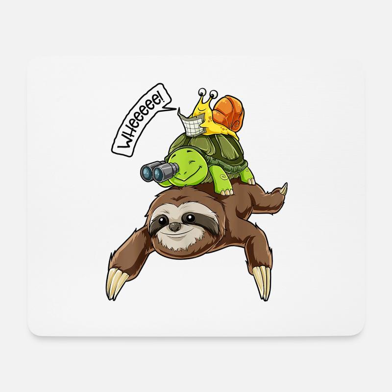 Faultier Faul Reiten Schildkröte Schnecke - Mousepad (Querformat) - Weiß