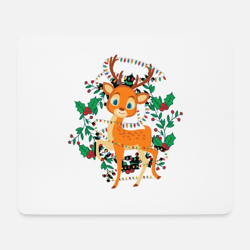 Renne de Noël Rudolph - Renne de Noël - Tapis de souris (format paysage) - blanc