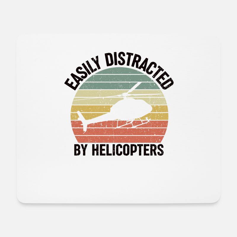 Helikopter Helikopterpilot Hubschrauber Heli - Mousepad (Querformat) - Weiß