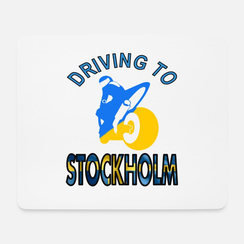 Mit Motorrad nach Stockholm Schweden Geschenkidee - Mousepad (Querformat) - Weiß