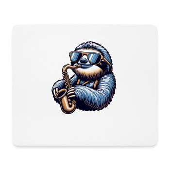 Coole Faultier Saxophonist Jazz Design - Mousepad (Querformat) - Weiß - Vorne