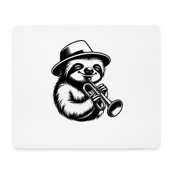 Sloth Trumpeter Music Silhouette Design - Mouse Pad (horizontal) - white - Front