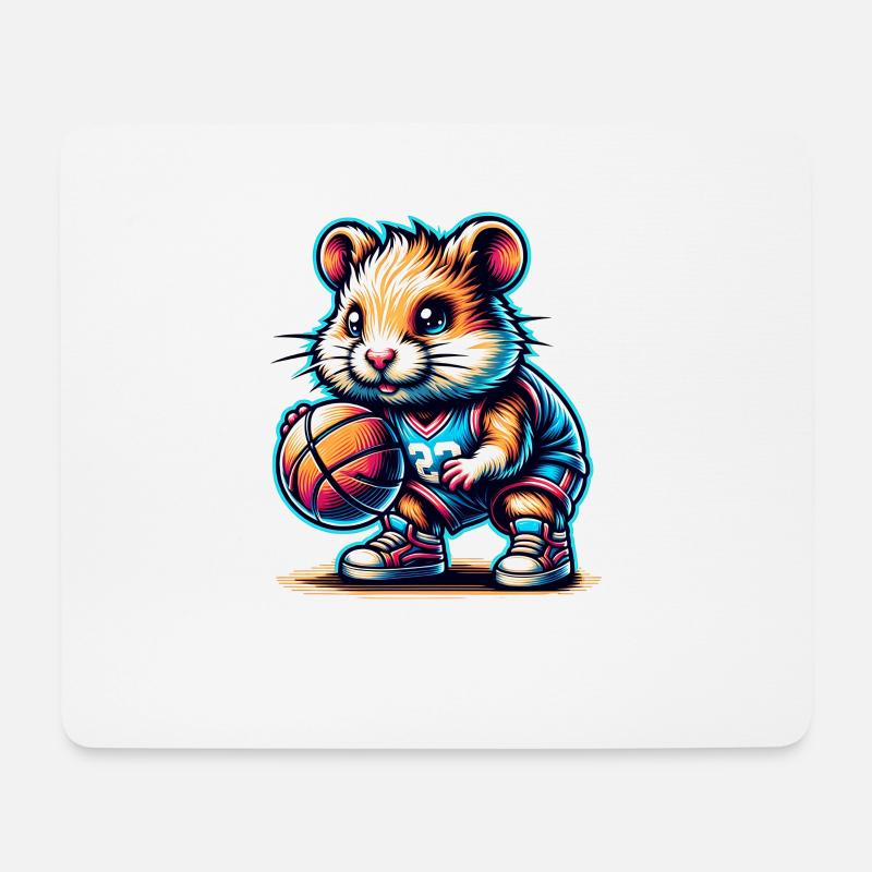 Cooler Basketball Hamster Spieler Team - Mousepad (Querformat) - Weiß