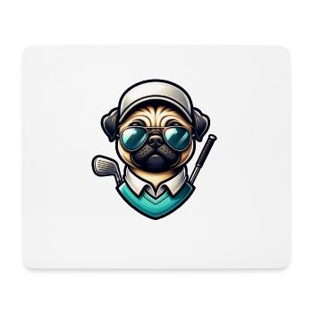 Funny Pug Golfer Golfing with Cool Poses - Mouse Pad (horizontal) - white - Front