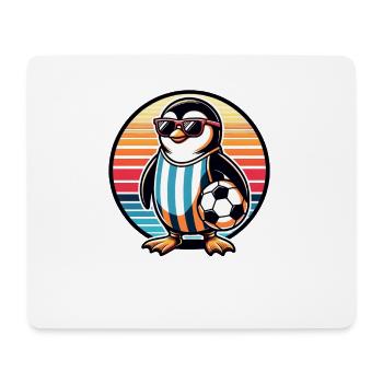 Retro Pinguin Fussballspieler Champion Fan - Mousepad (Querformat) - Weiß - Vorne