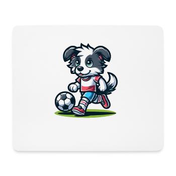 Soccer Playing Dog Drawing - Mouse Pad (horizontal) - white - Front