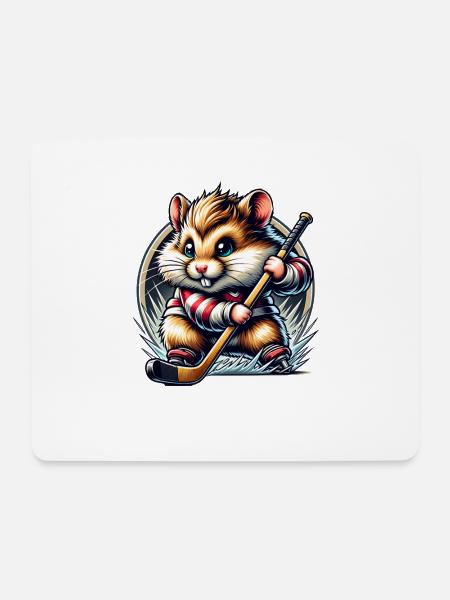 Eishockey Hamster Spielfreude - Mousepad (Querformat) - Weiß