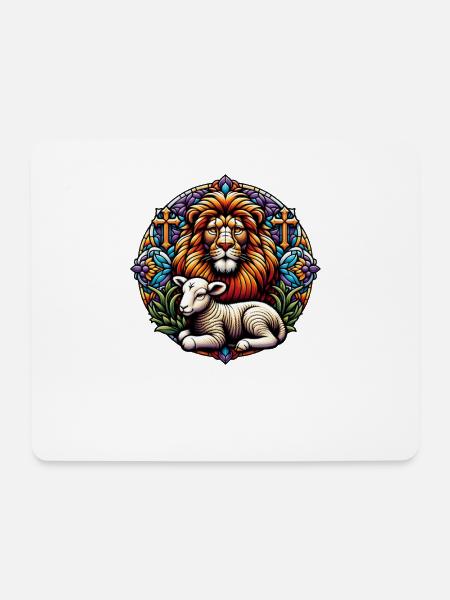 Christliche Kleidung Löwe Und Lamm - Mousepad (Querformat) - Weiß