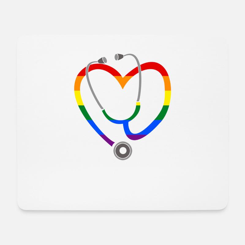Stethoskop Herz LGBT Rainbow Medizin Studium - Mousepad (Querformat) - Weiß