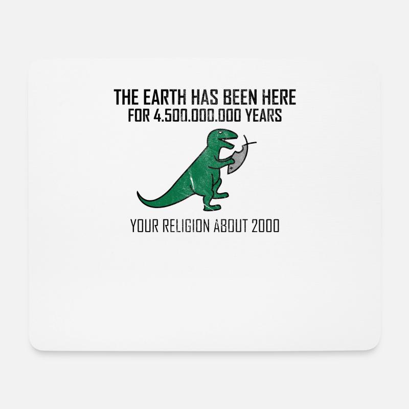 Atheist Dinosaurier vs Religion Fisch Atheismus - Mousepad (Querformat) - Weiß