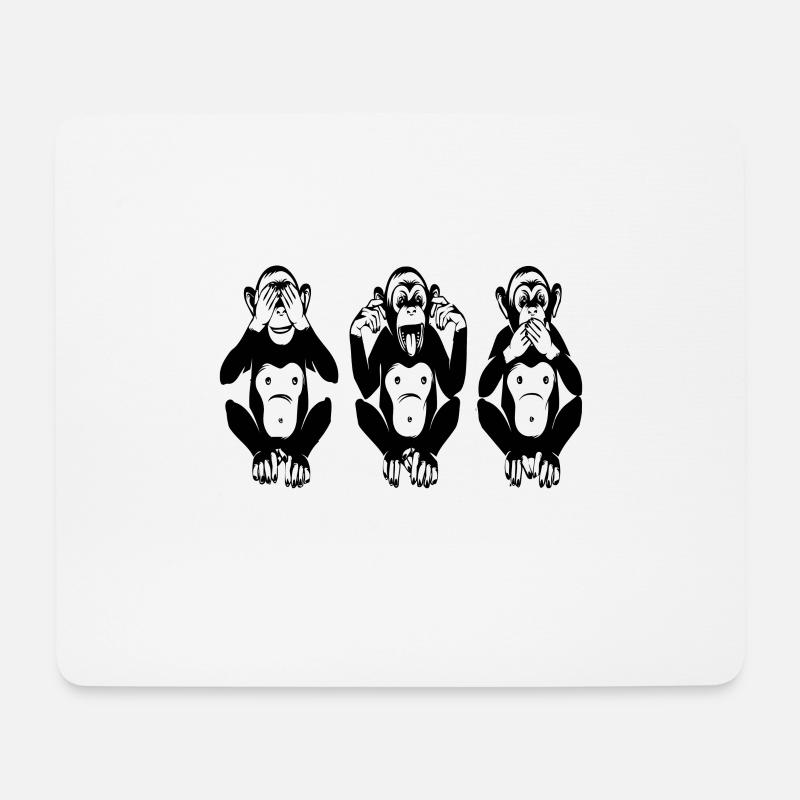 DIE 3 AFFEN - Mousepad (Querformat) - Weiß