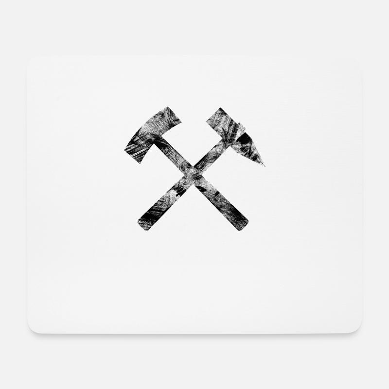 Glück auf! - Hammer und Schägel - grunge look - Mousepad (Querformat) - Weiß