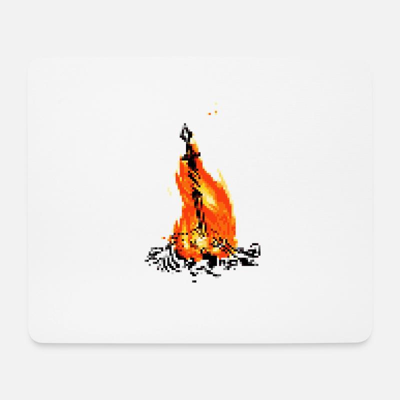 Bonfire in pixel look - Mouse Pad (horizontal) - white