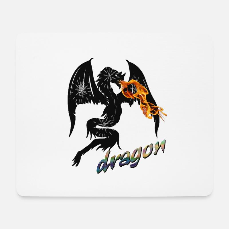 Drache, Der feurige Drache - Mousepad (Querformat) - Weiß