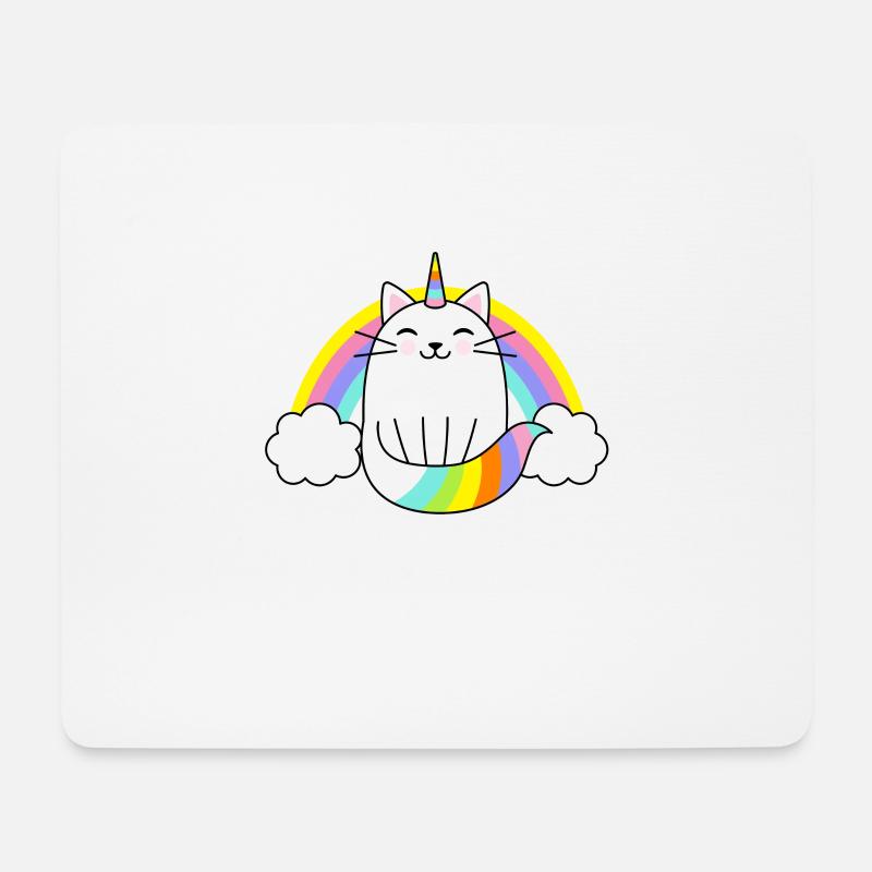 Einhorn Katze Regenbogen - Mousepad (Querformat) - Weiß