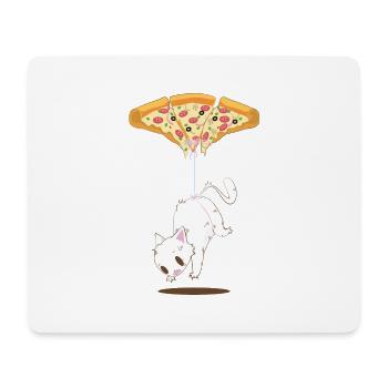 Pepperoni Pizza Katzen Ballon T-Shirt - Mousepad (Querformat) - Weiß - Vorne