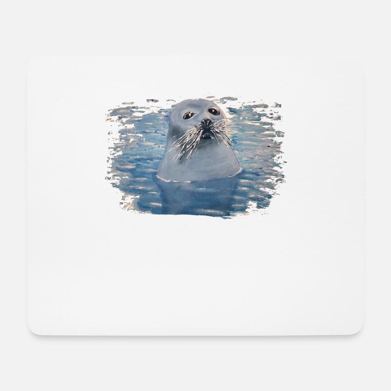 Seehund Robbe - Mousepad (Querformat) - Weiß