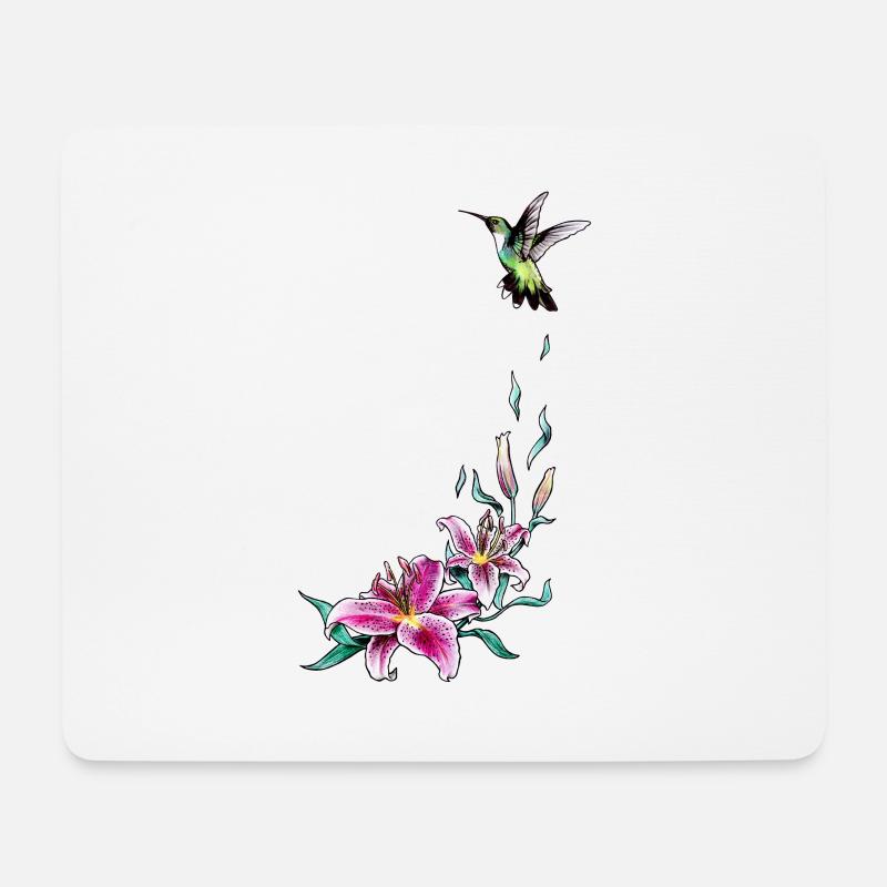 Lielie Blume Kolibri - Mousepad (Querformat) - Weiß