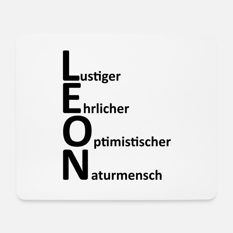 Leon, Namensbeschreibung Vorname - Mousepad (Querformat) - Weiß