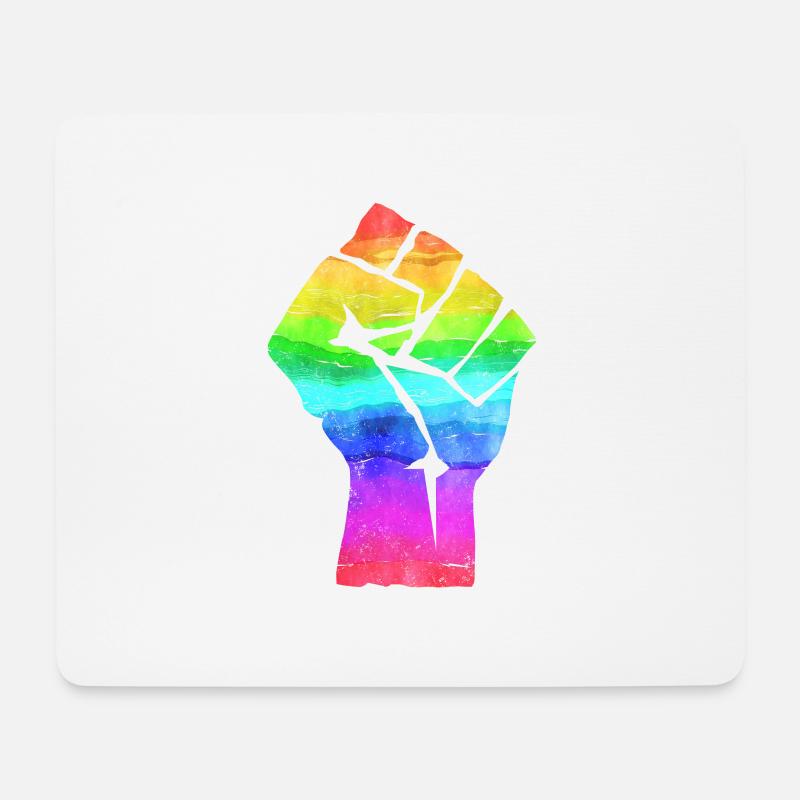 POWER FIST LGBT Faust Fighting Gay Pride CSD PRIDE - Mousepad (Querformat) - Weiß