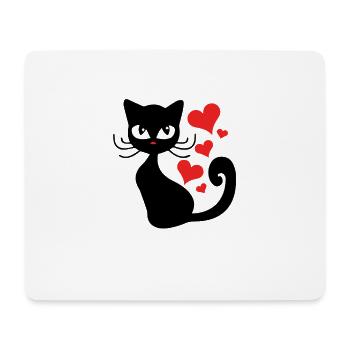 Schwarze Katze Herz Liebe Party Trend Geschenk - Mousepad (Querformat) - Weiß - Vorne