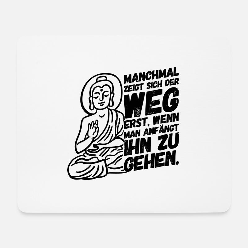 Buddha Weg Buddhismus II - Mousepad (Querformat) - Weiß