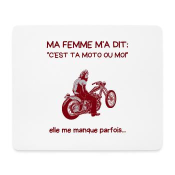 ma femme m'a dit "ta moto ou moi" - Tapis de souris (format paysage) - blanc - Devant