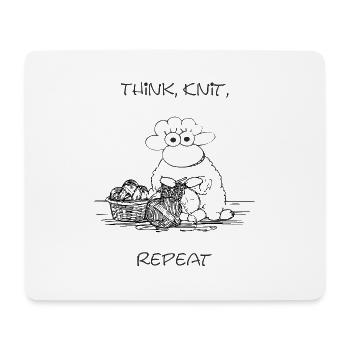 Think, Knit, Repeat – Motif mouton pour les fans de tricot - Tapis de souris (format paysage) - blanc - Devant