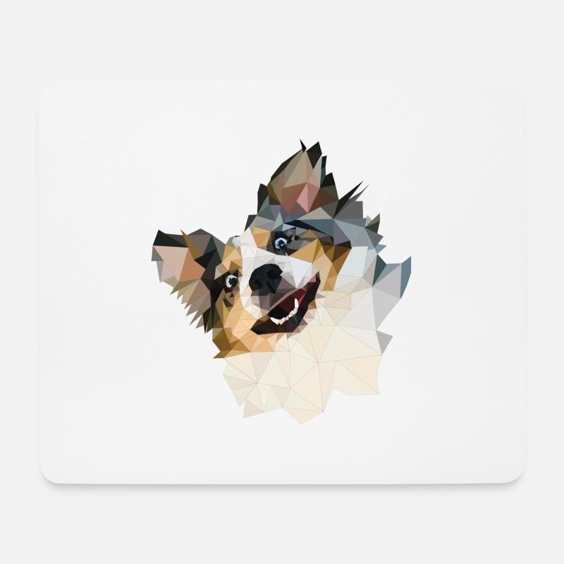 Australian Shepherd, Polygon Style - Mousepad (Querformat) - Weiß