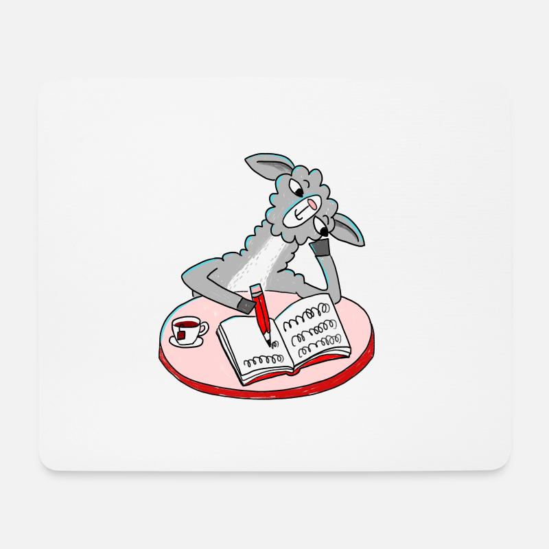 Lama schreibt Tagebuch - Mousepad (Querformat) - Weiß