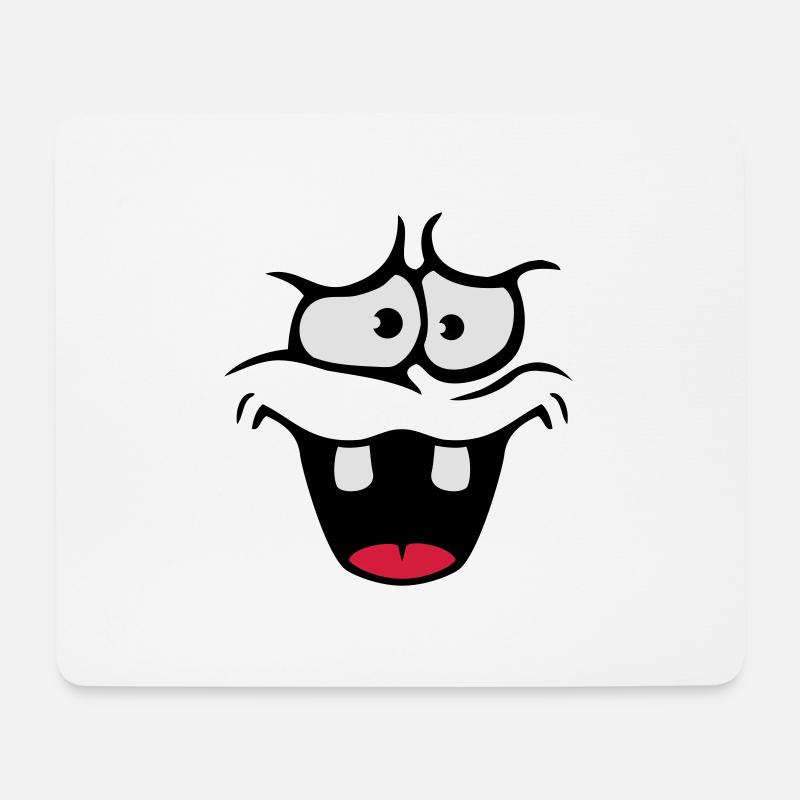 Unsicheres Ängstliches Comic Cartoon Gesicht - Mousepad (Querformat) - Weiß