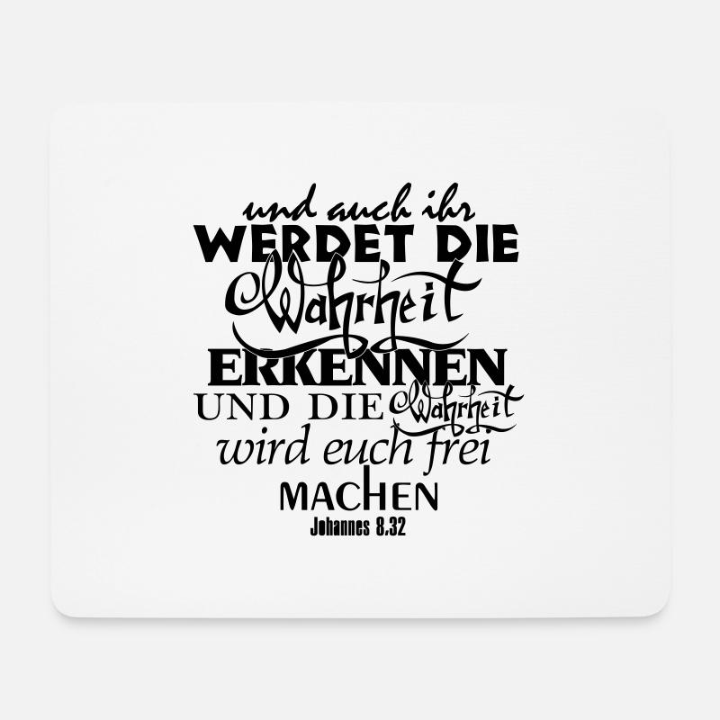 Bibelvers Johannes 8,32 - Mousepad (Querformat) - Weiß