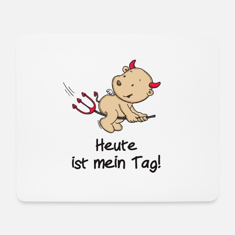 Engel_Teufel mein Tag_schwarz - Mousepad (Querformat) - Weiß