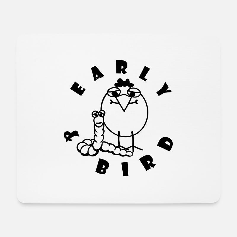 Early & Bird - Mousepad (Querformat) - Weiß